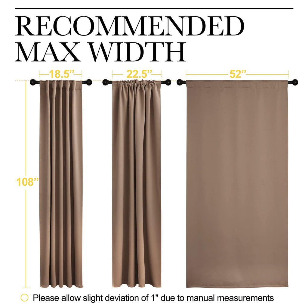 Blackout Curtains - (Cappuccino Color) 52 inches Wide by 108 inches Long, Set of 2 Pieces, Insulated Solid Drape