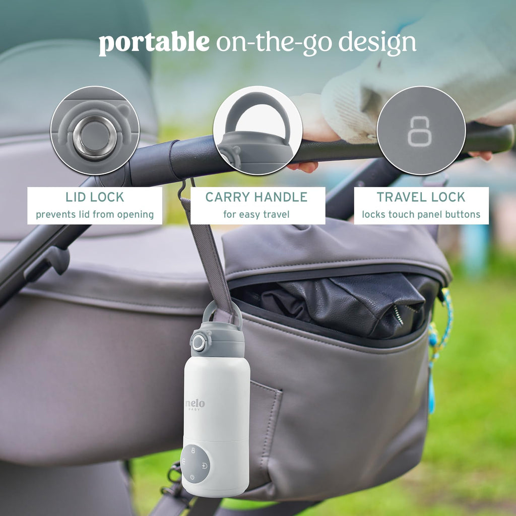 Portable Milk Warmer with Large 16oz Capacity, Super Fast Charging, Fast Heating, Cordless, Formula, Breastmilk, &