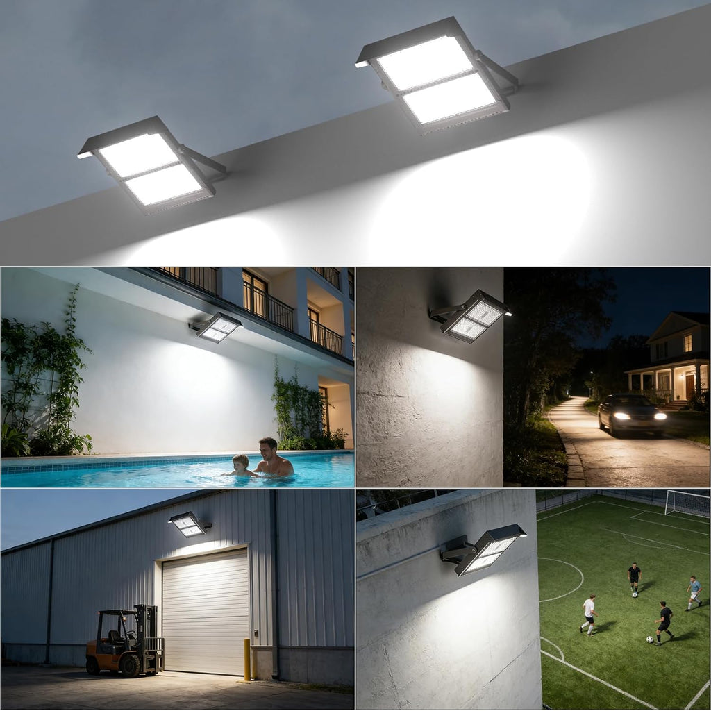 Upgrade 1000W LED Flood Light Outdoor with Brim 150000Lm Led Stadium Light with Adjustable Bracket, IP65 AC100-277V