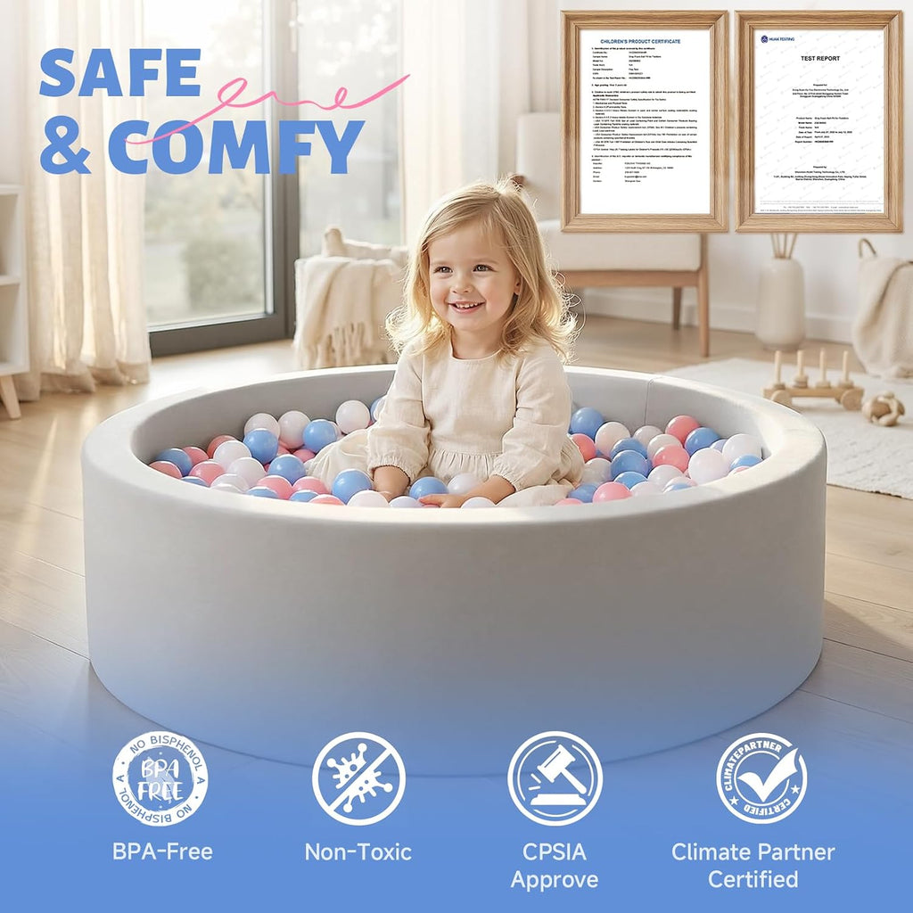 Foam Ball Pit, Ball Pit for Toddlers, Gray, NO Balls