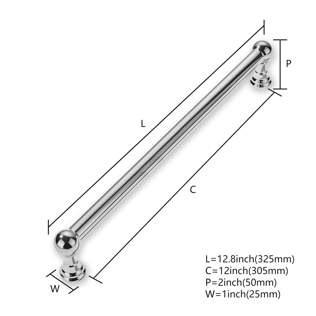 1 Pack Appliance Pull 12 Inch Solid Kitchen Cabinet Handles Polished Chrome Cabinet Pulls Modern Drawer Pulls Cabinet
