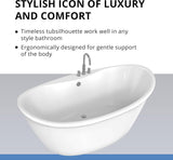 Caspian 60 inch L x 27 inch H White Acrylic Freestanding Bathtub
