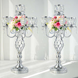 23.2 inch Tall Elegant and Chic 5 Arm Pendant Crystal Candlestick Holder Table Decoration tealight Candle Holder