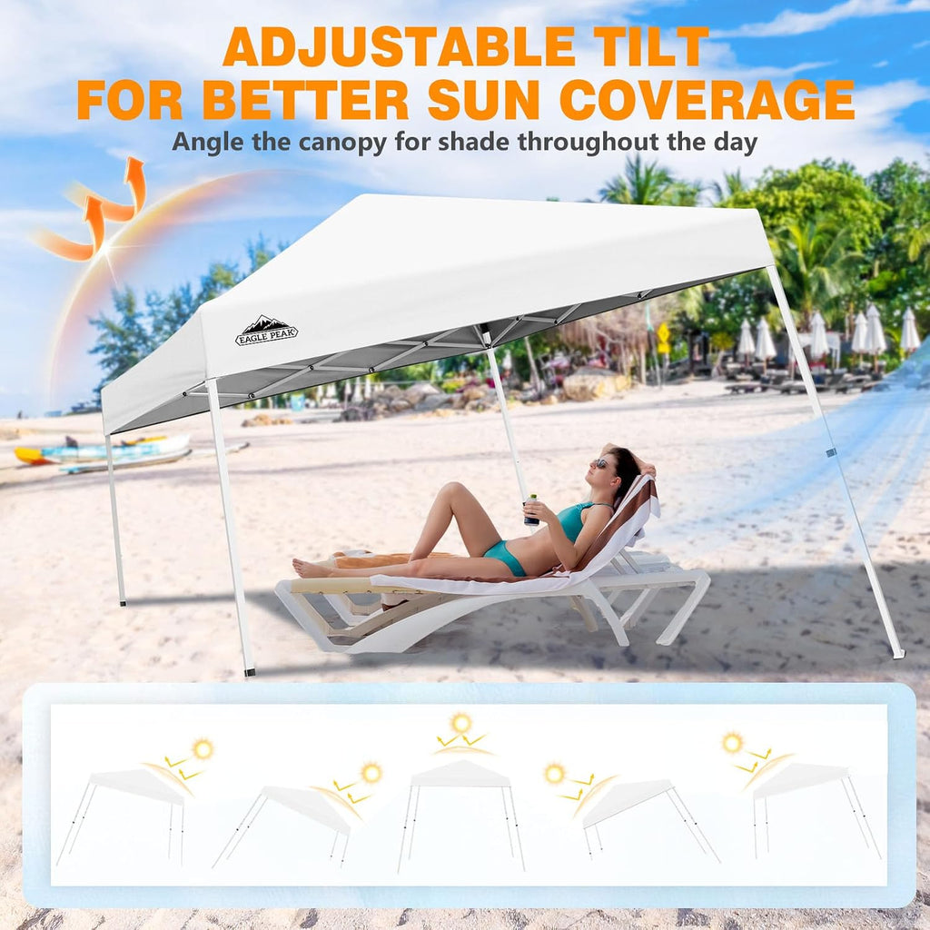 10x10 Slant Leg Pop-up Canopy Tent Easy One Person Setup Instant Outdoor Beach Canopy Folding Portable Sports Shelter