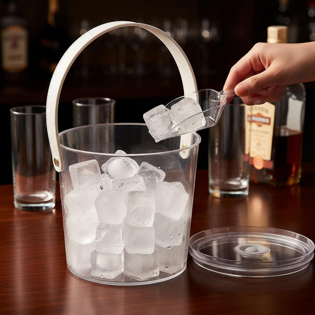 Ice Bucket with Airtight Lid, Champagne Bucket with Handle, Plastic Beverage Tub for Parties, Bar Cart Accessories