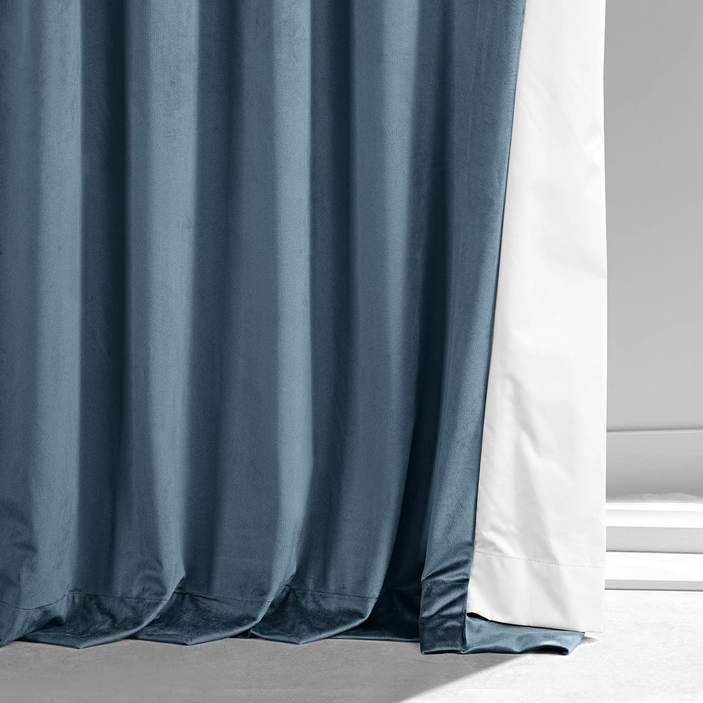 Plush Velvet Blackout Curtains (1 Panel) 50W X 96L, Oxford Blue