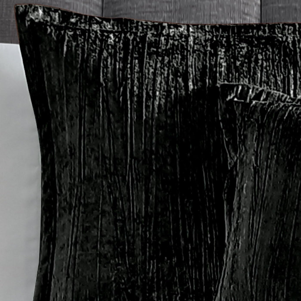 Turin Crinkle Velvet Comforter Bedding Set, King Size, Glam Textured Décor, Black, 7 Pieces