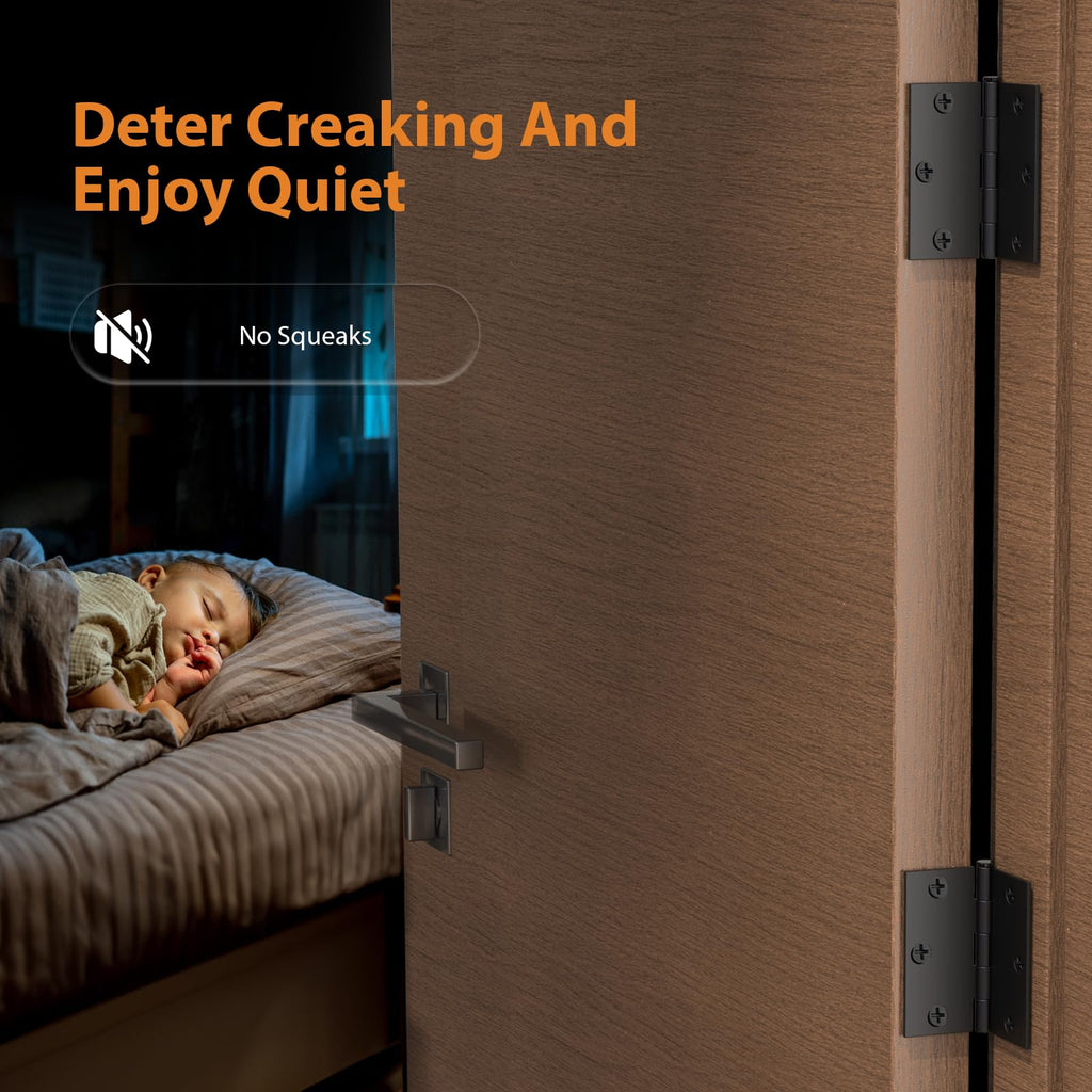 Black Door Hinges - 30 Pack Mate Black Door Hinges 3.5 Inch Rounded Interior Door Hinge with Square Corners - 3 1/2