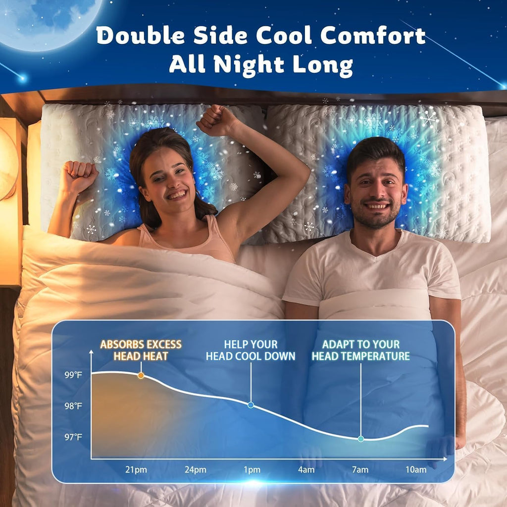 Cooling Side Sleeper Pillow for Neck and Shoulder Pain, Luxury Shredded Memory Foam Curved Bed Pillows for Sleeping