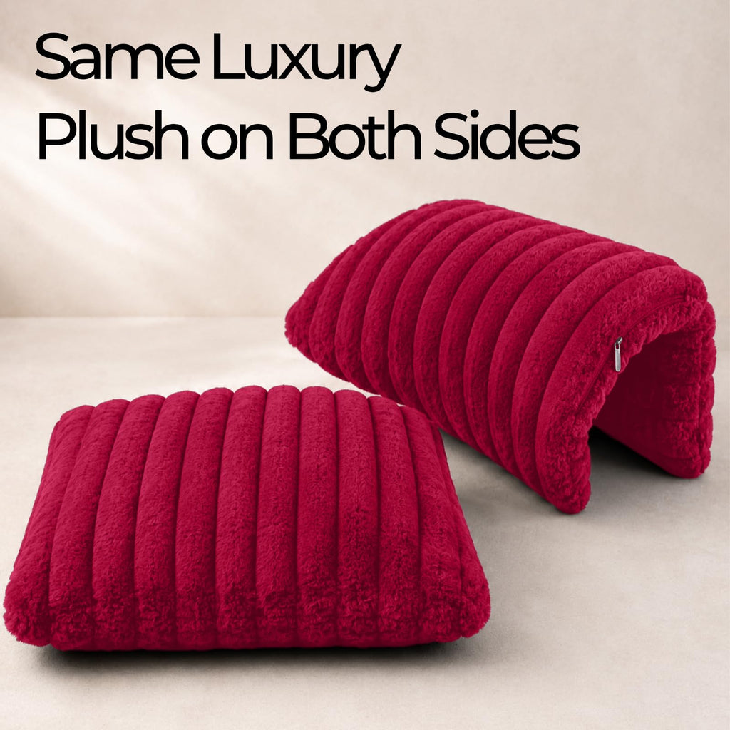 Red Faux Fur Throw Pillow Covers 26x26, Set of 2 Cushion Cases