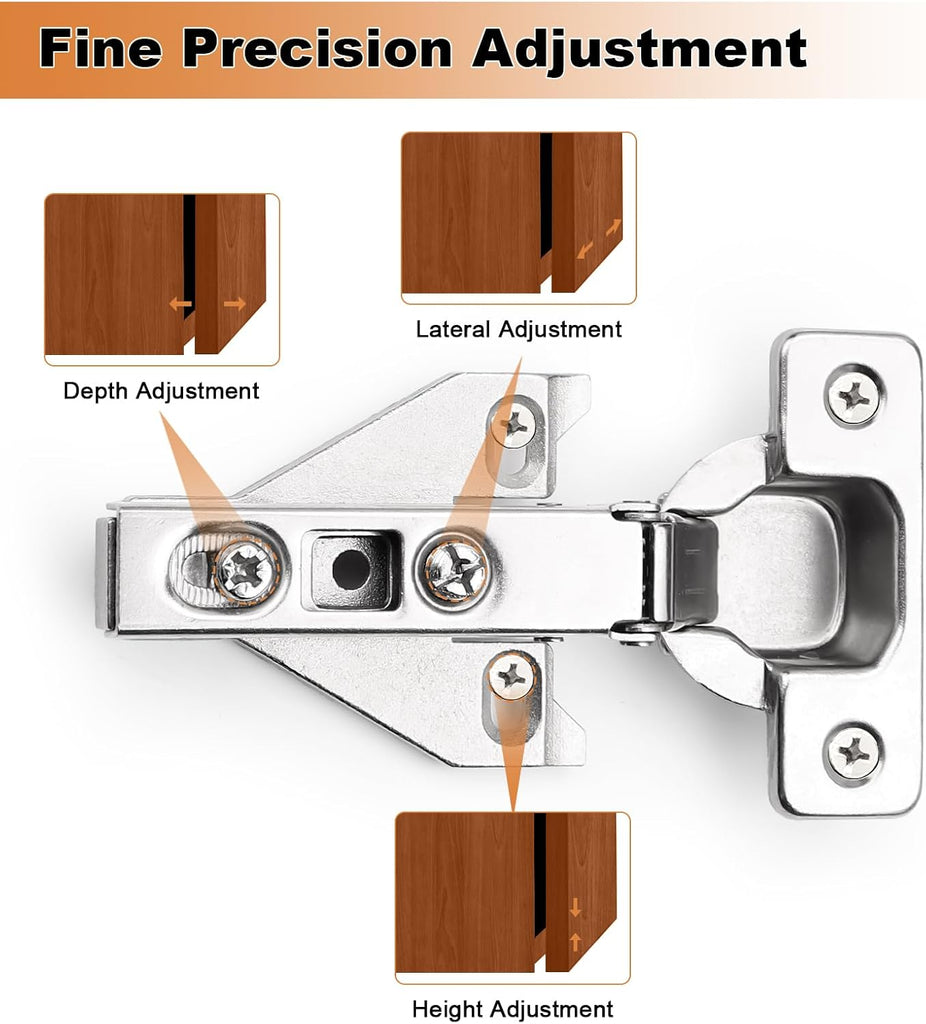 Soft Opening Kitchen Cabinet Hinges 2 Pairs (4 Pieces), Brushed Satin Nickel Face Frame Mounting Concealed Hinges