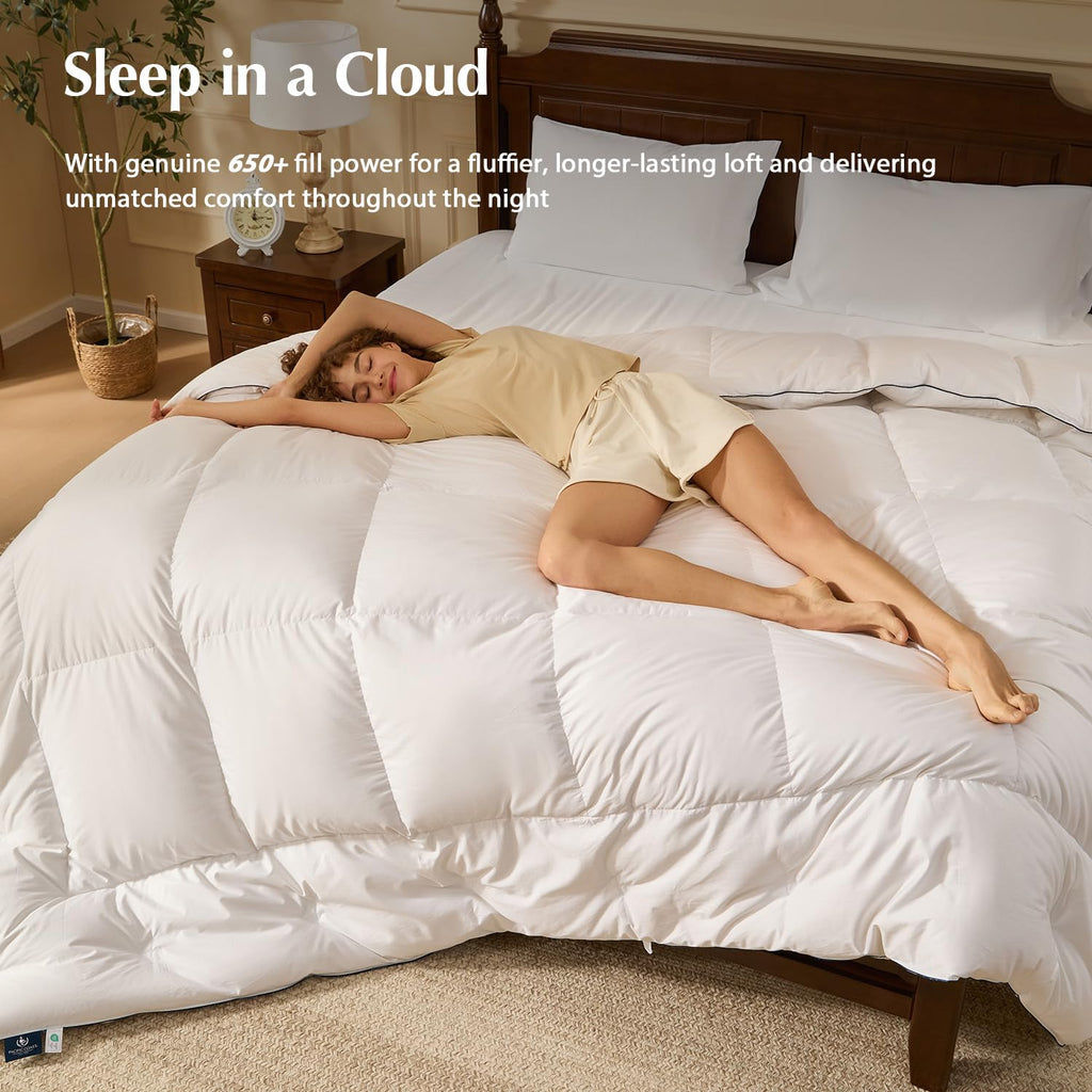 Down Comforters, 100% Cotton Duvet Insert, Extra Fluffy White Comforter, Ultra-Soft, Breathable, All