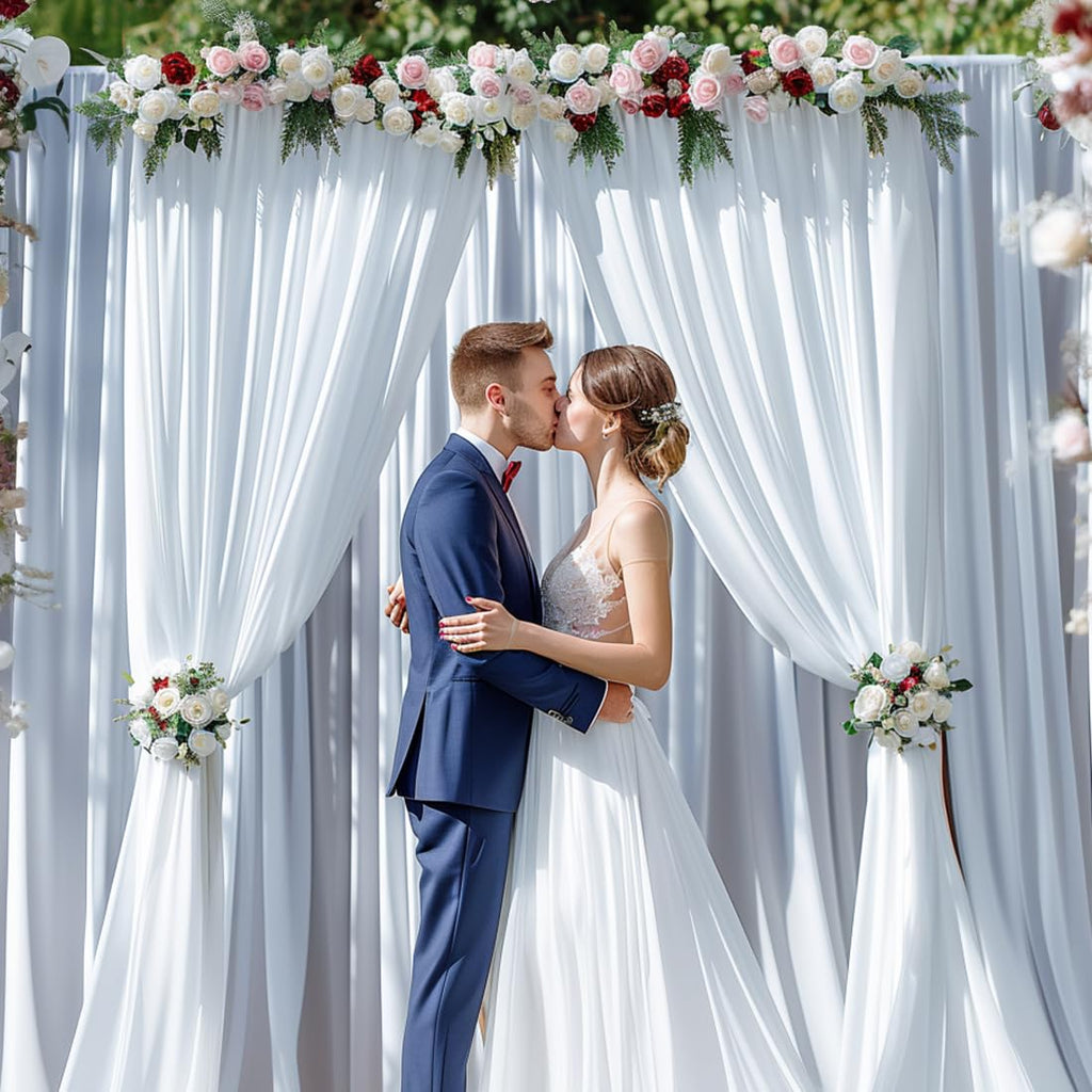 10x10ft Wrinkle Free White Backdrop Curtain for Parties Soft Fabric Drapes Wedding White Curtain Backdrop for