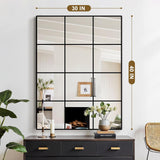 Window Mirrors for Wall Decor, Wall Mirrors Decorative Window Pane 30 x 40, Rectangular Metal Framed Wall Mounted