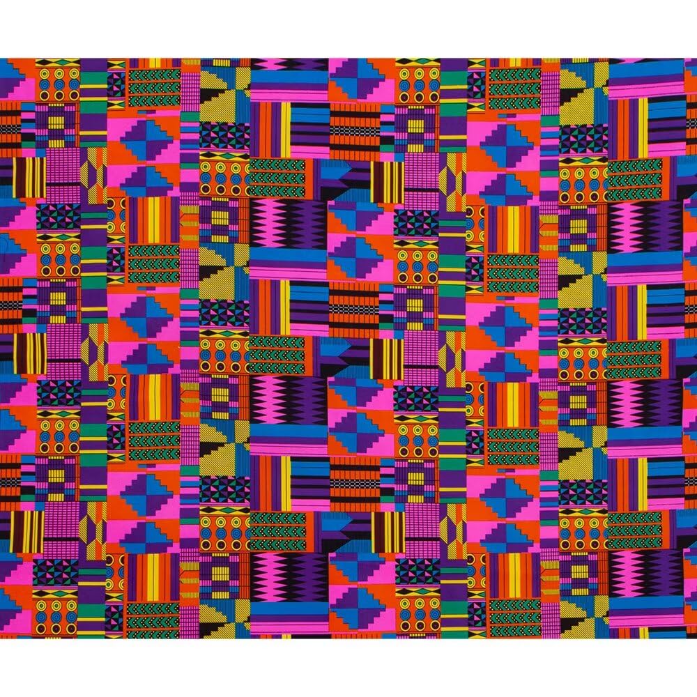 African Print Fabric 3 Yards Ankara Polyester Kente Cloth for Handmade Sewing Dress 6518