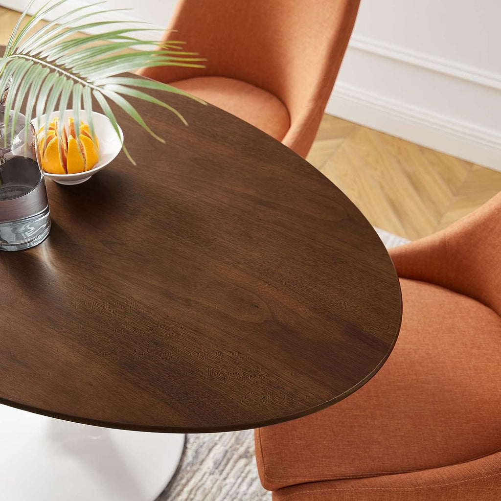 Inspired Tulip Style Oval Pedestal Dining Table — Walnut, 48″ Oval