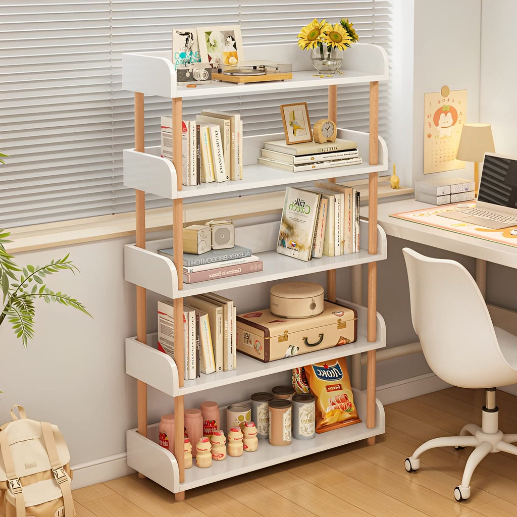 5-Tier Wooden Open Bookcase, Warm White
