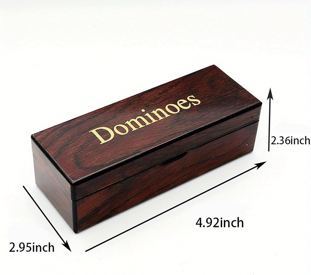 Double Six Dominoes Set with Wooden Storage Box, 28 Piece Travel Game