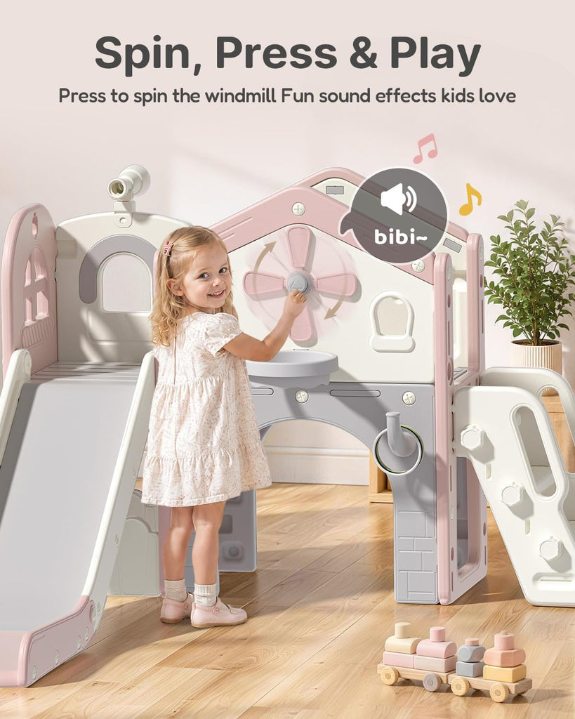 Toddler Slide Playset, in-1 Kids Slide for Toddlers 1-3 Pink