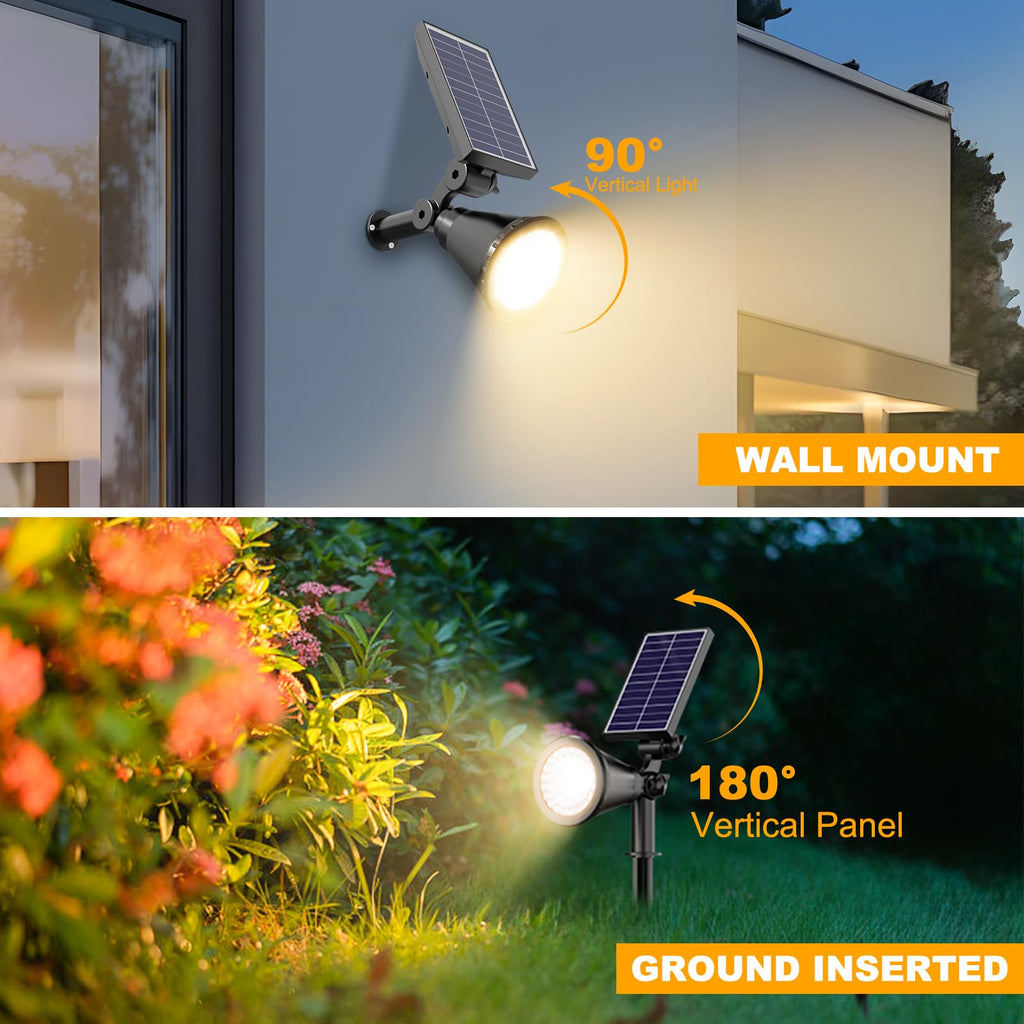 Solar Lights Outdoor Waterproof Spot Lights, Warm White 3 Pack