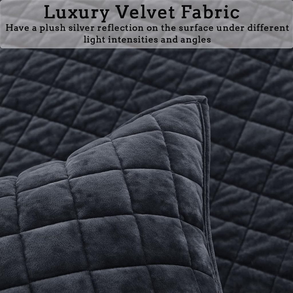 Quilt Set Oversized King Size 120x128 Luxurious Velvet Bedding Sets with 2 Pillow Shams 20x36 3 Pieces Ultra Soft