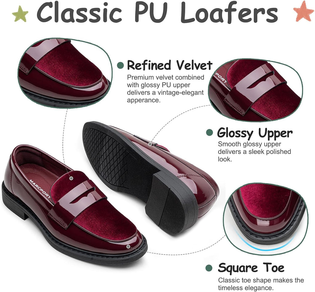 Boys Dress Shoes Tuxedo Patent Classic Velvet Slip-on Kids Boys Loafers