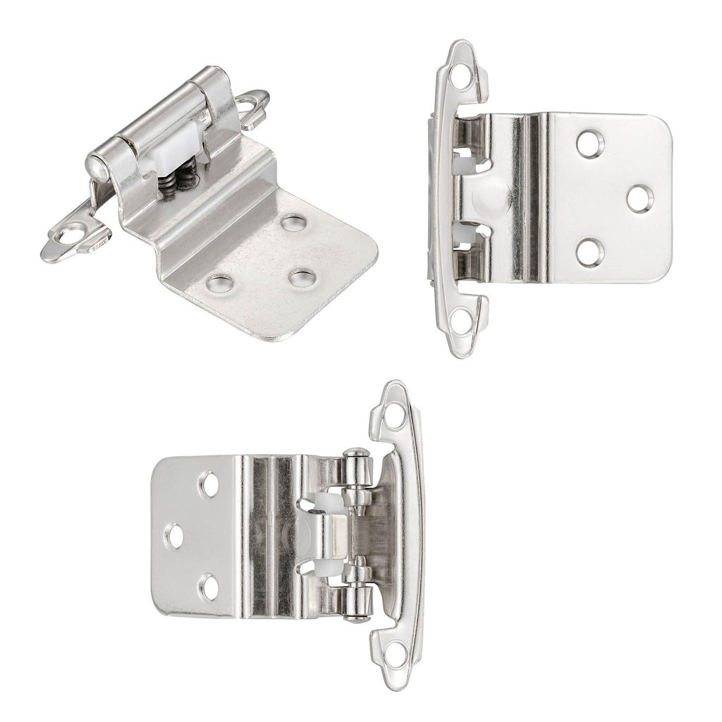 Brushed Nickel Kitchen Cabinet Hinges, 3/8" Inset, 10 Pack