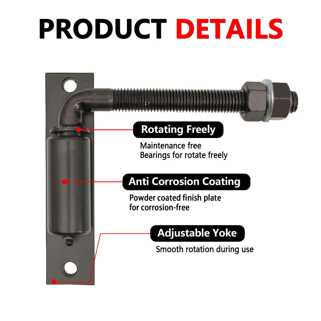 2 Pack J-Bolt Gate Hinge with Plate, Heavy Duty Welded Hinge for Doors Gates, Driveway Gates for Welding on Larger