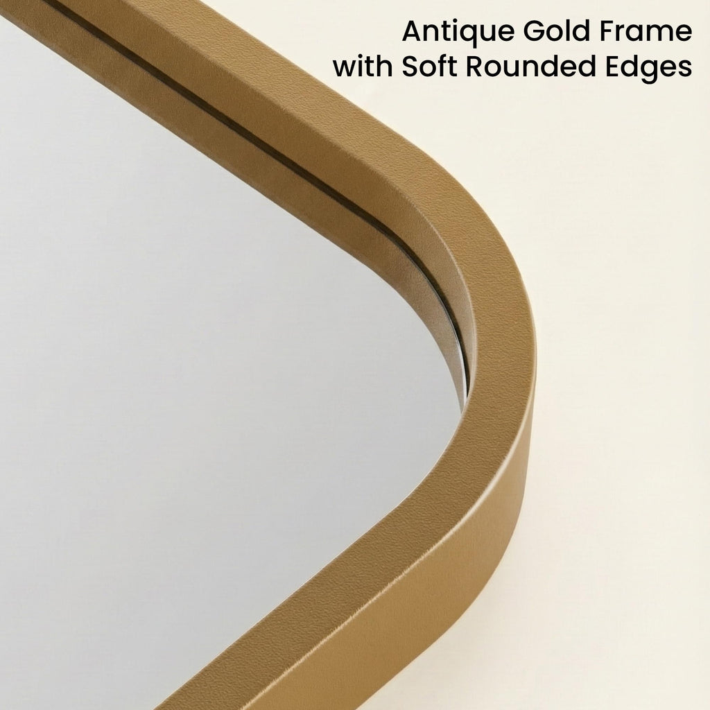 30x36 Inch Antique Gold Rounded Rectangle Bathroom Vanity Mirror