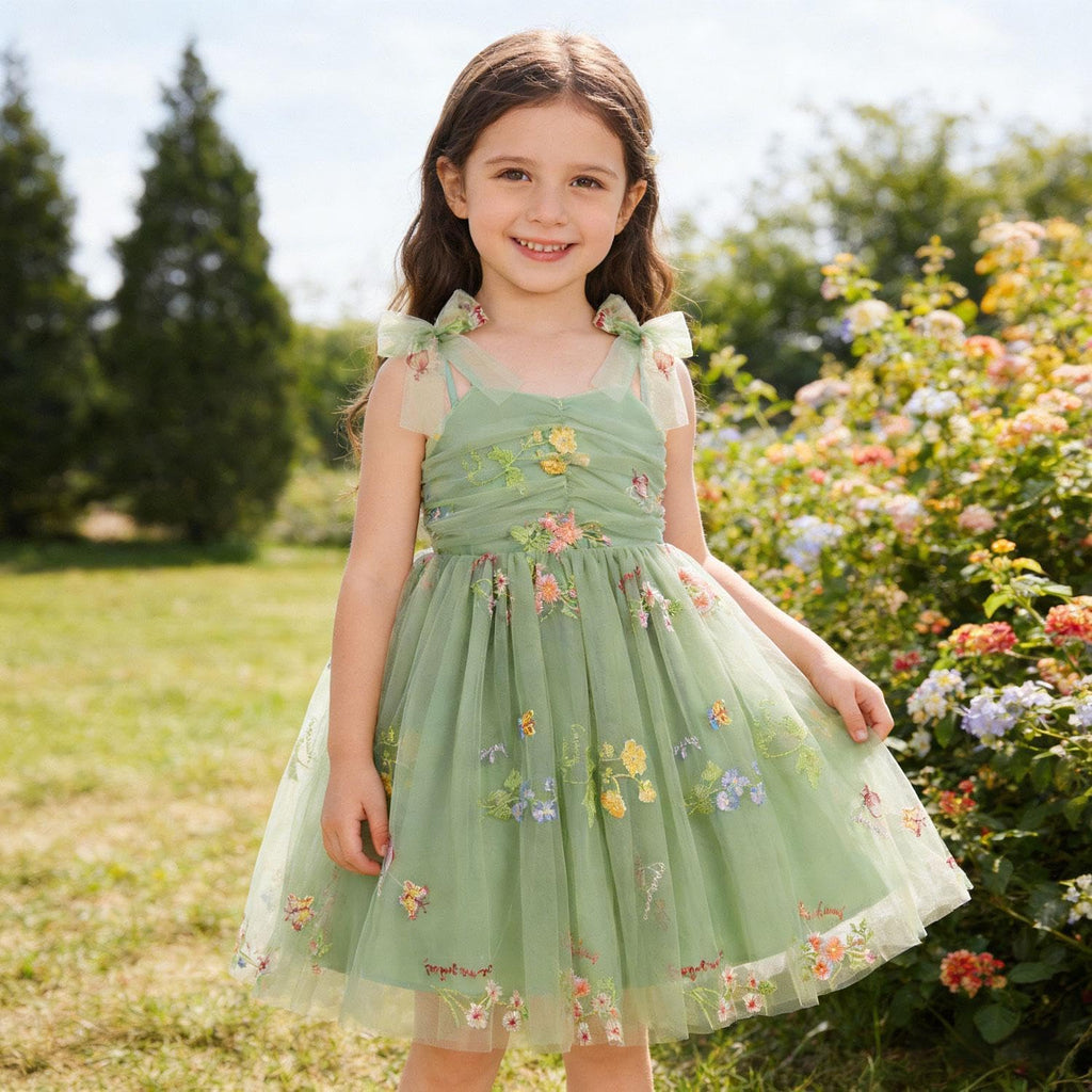 Baby Girls Birthday Party Dress Toddler Kids Bowknot Spaghetti Straps Tulle Tutu Princess Dress Pageant Holiday