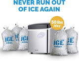 50 lb. Countertop Ice Maker | Portable Bullet Ice Machine | 12 Cubes in 7 Minutes, 3 Ice Sizes | Stainless Steel