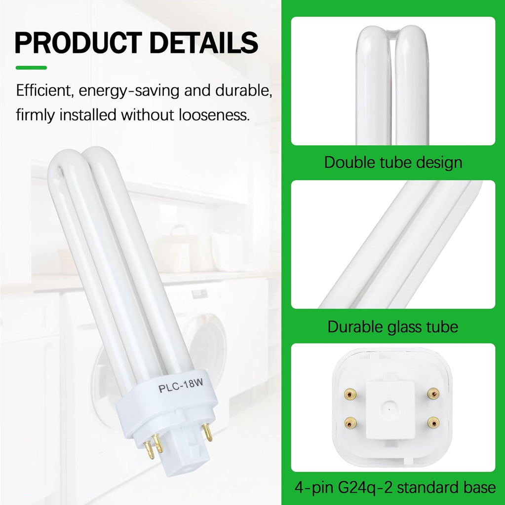 CFL Light Bulbs for Panasonic, 4 Pin G24q-2 Base 18W 3500K