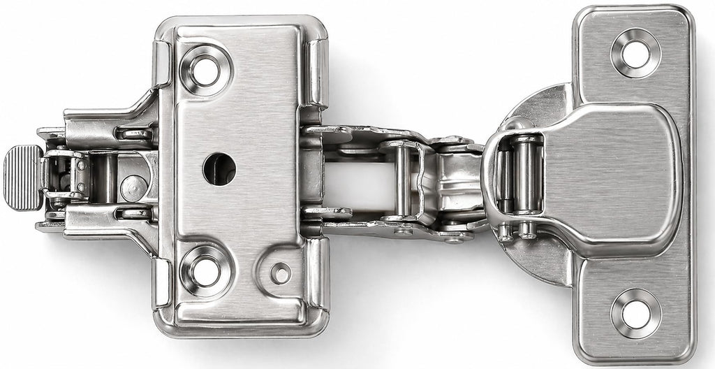 (20 Pieces) Half Overlay Soft Close Frameless Hinges, 110 Degree 6-Ways 3-Cam Adjustment Concealed Kitchen Cabinet