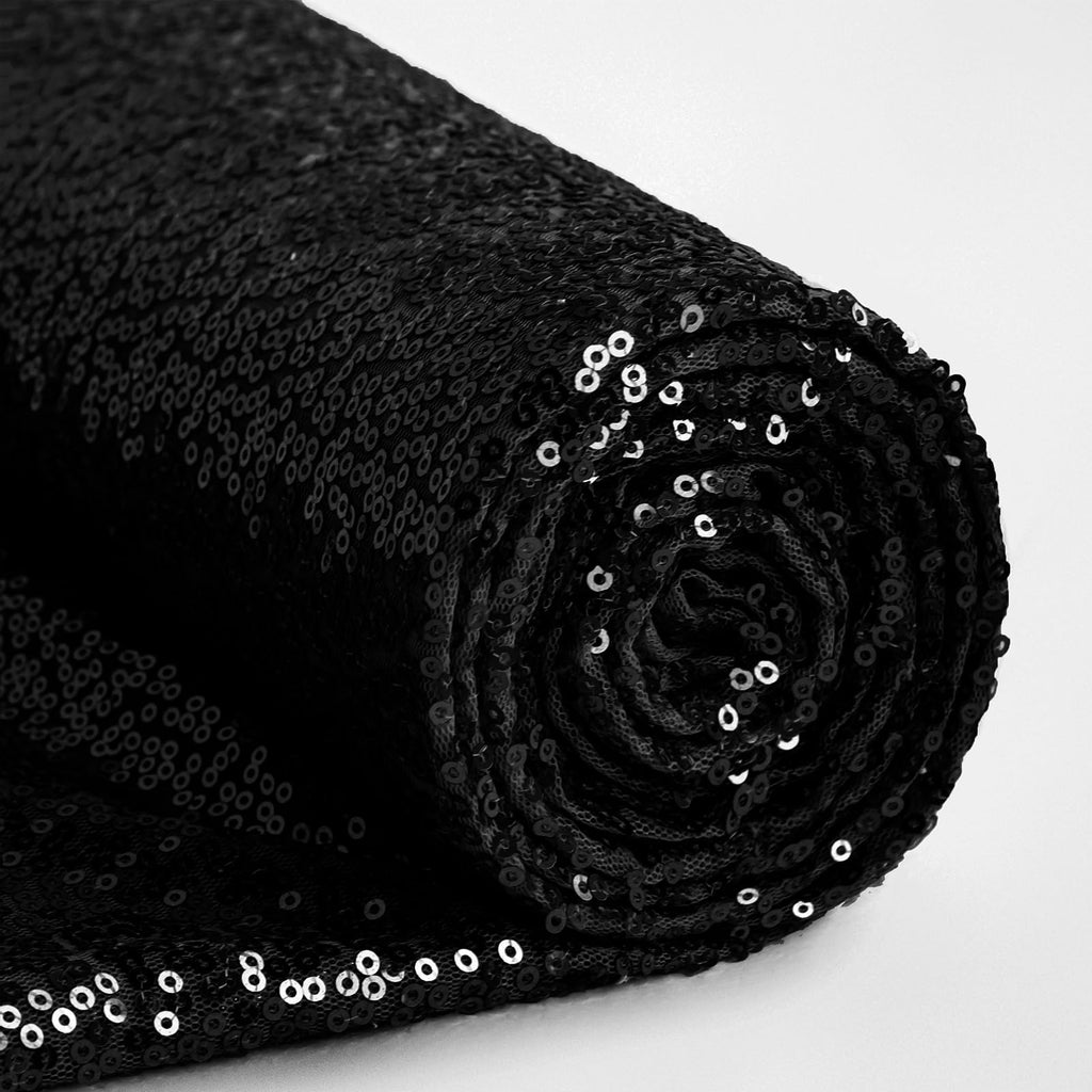 2 Yard Sequin Fabric by The Yard, Black, 48 Inch Width