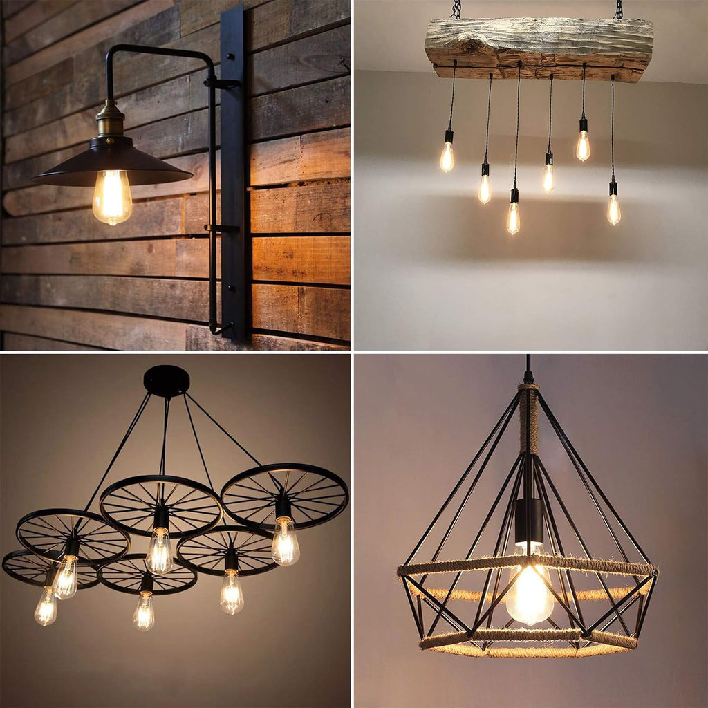 Dimmable Vintage LED Edison Bulbs, 6W, Equivalent 60W, 700lm, Warm White 2700K, 80+ CRI, ST58 Antique LED Filament