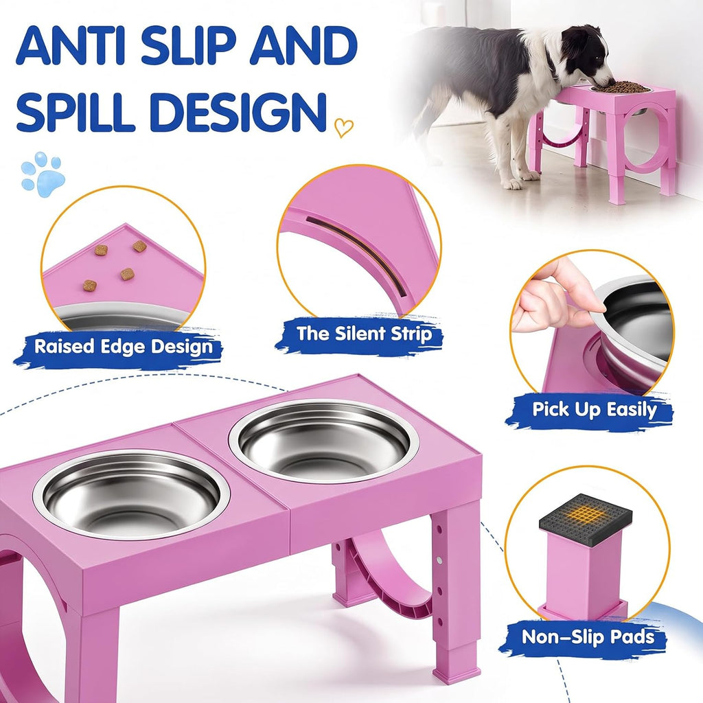 Elevated Dog Bowls Large Breed Raised Dogs Bowl Stand Large/Medium Sized Dog Stainless Steel Food Water Bowl Stands 5