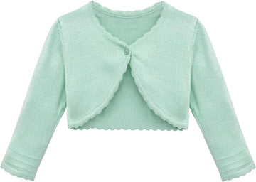 Baby Girls' Long Sleeve Cardigan Shrug, Button Closure Knitted Bolero