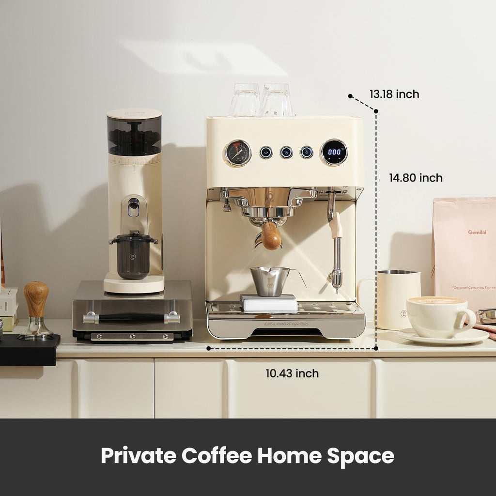 Espresso Machine, 15 Bar Professional Coffee Maker with Adjustable Pressure & Automatic Milk Frother, Dual PID