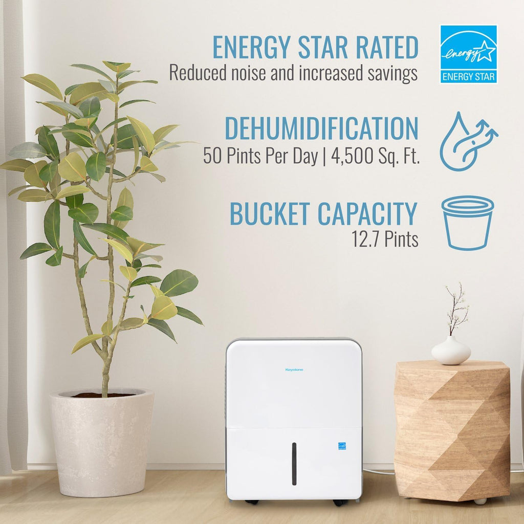 50 Pint Portable Dehumidifier with Pump for Rooms up to 4500 Sq Ft, Energy Efficient Humidity & Moisture Extractor