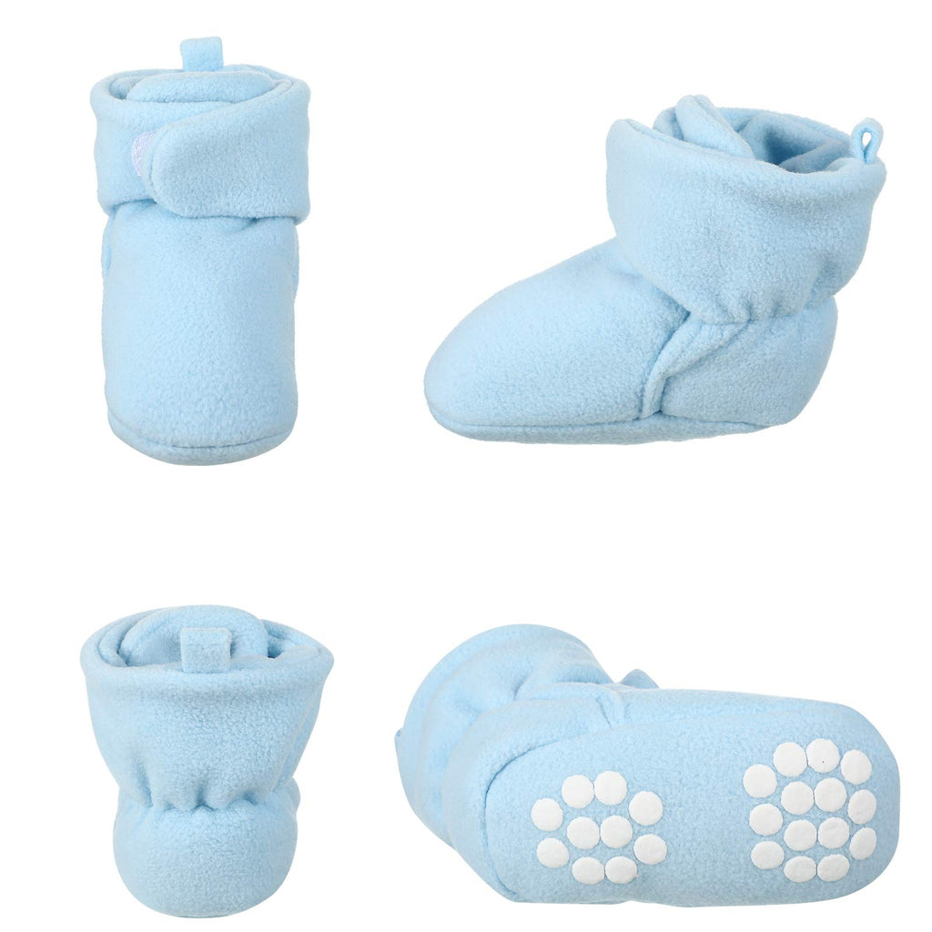 3 Pairs Fleece Baby Booties, Blue, Gray, Brown