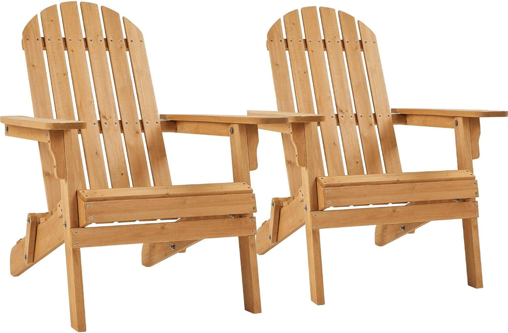Folding Adirondack Chair Set of 2 Fire Pit,Honey Brown | Weather-resistant outdoor seating with a classic slatted