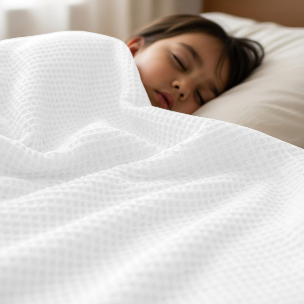 Cotton Blend White Waffle Blanket - 90x90 Inches