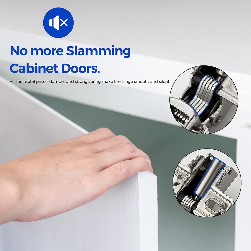 30 Pack 15 Pairs Short Arm Kitchen Cabinet Hinges for 5/8 Inch Overlay Cabinet, Brushed Nickel 105 Degree Opening Angle