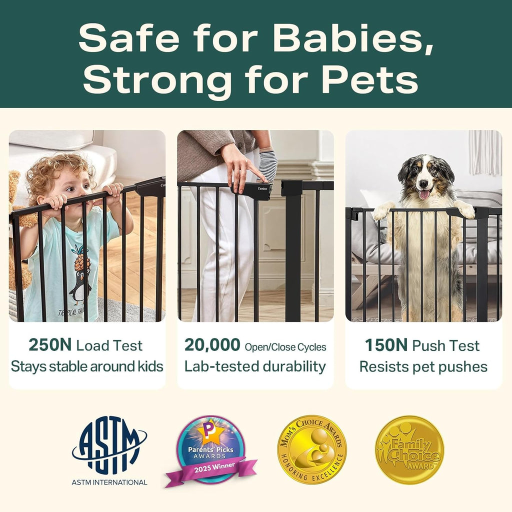 30-46" Baby Gate for Stairs, Auto Close Dog Gate for the House Black