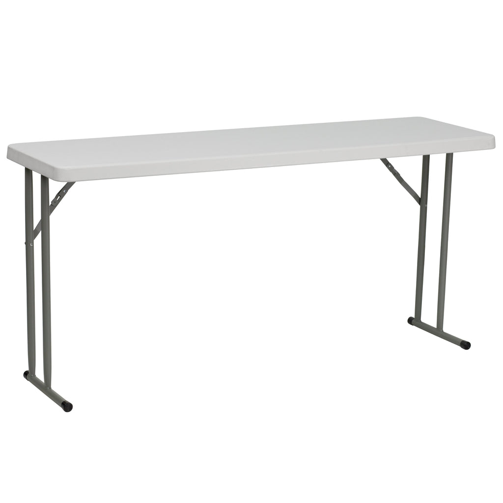 5' White Rectangular Plastic Folding Table