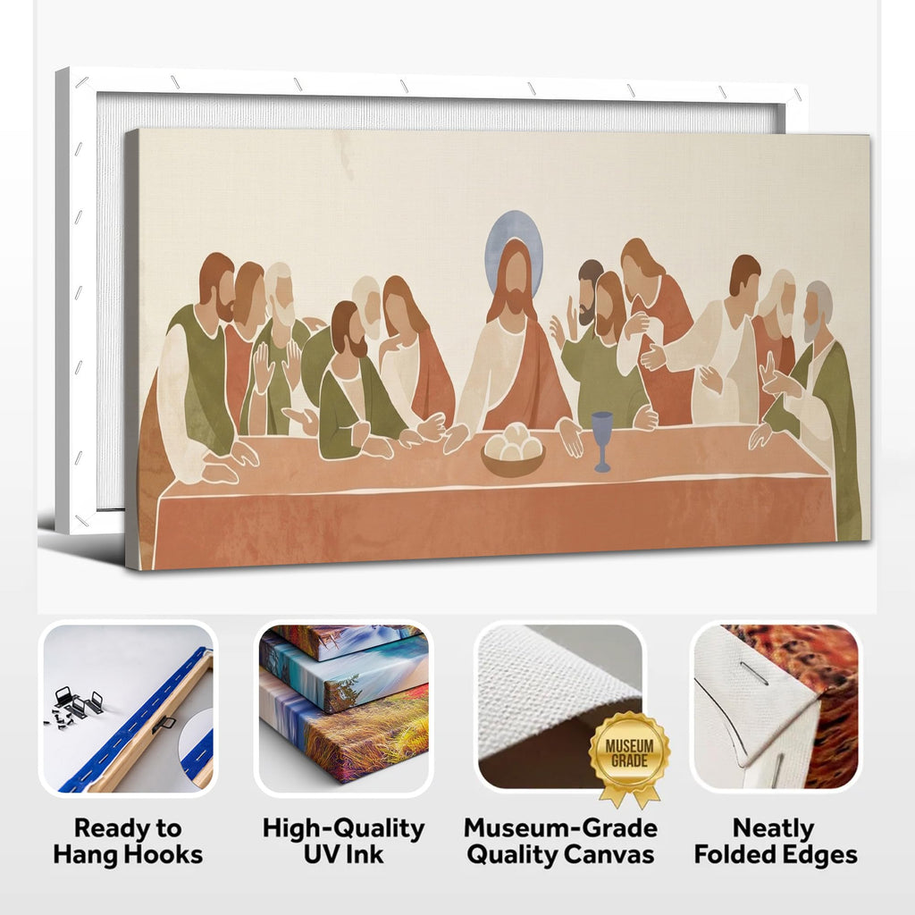 The Last Supper Vibrant Abstract Canvas Wall Art, joyful and expressive Jesus and Apostles Scene, Gallery Wrapped