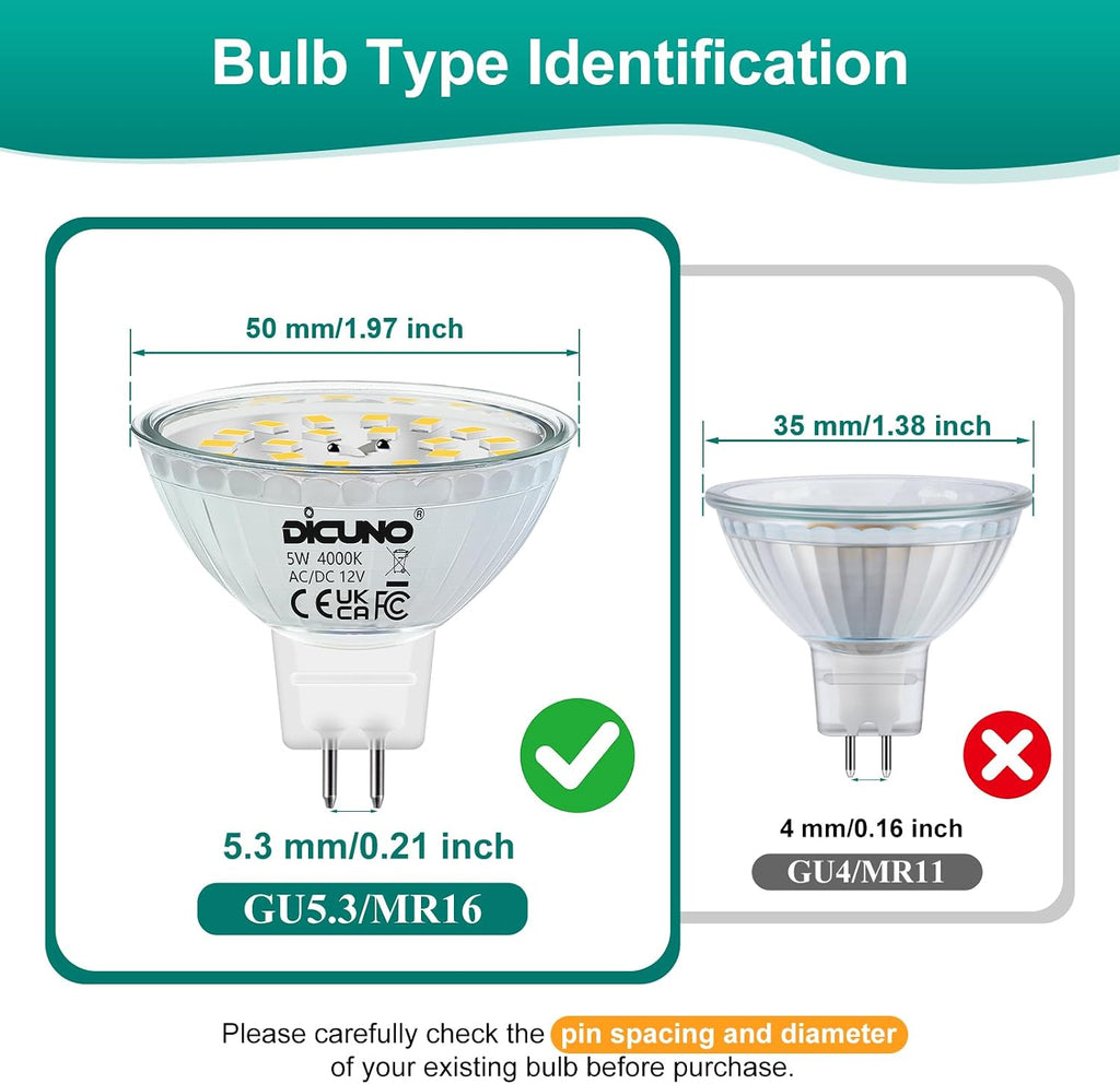 GU5.3 LED Bulb, 50W Equivalent, Natural White 4000K, 670LM