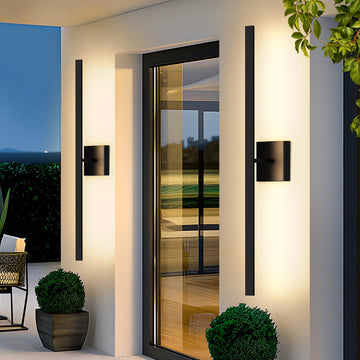 2-Pack 31.7" Outdoor Wall Lights, Modern Black Exterior Sconces