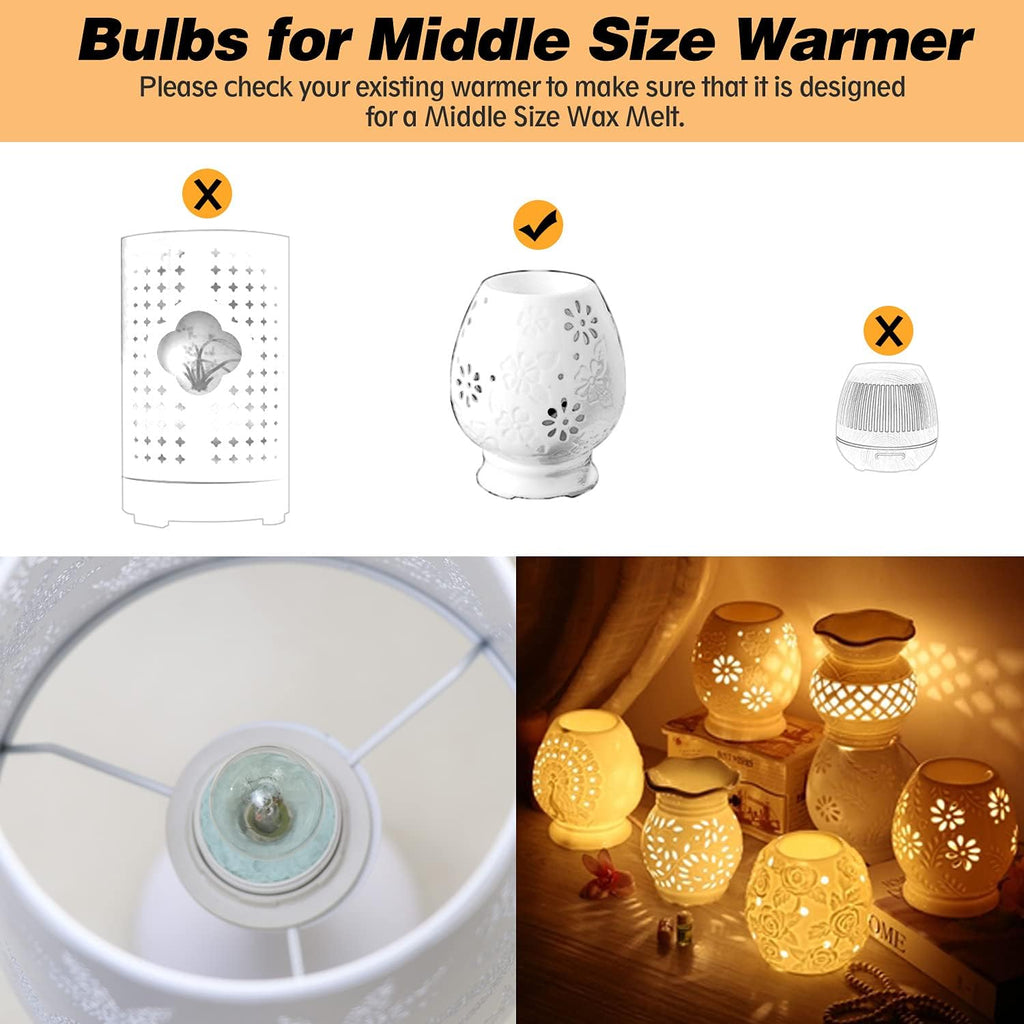 Wax Warmer Bulbs, Custom Fit G30 25 Watt Bulbs for Middle Size Scentsy Warmers, E12 Base Clear Scentsy Light Bulbs
