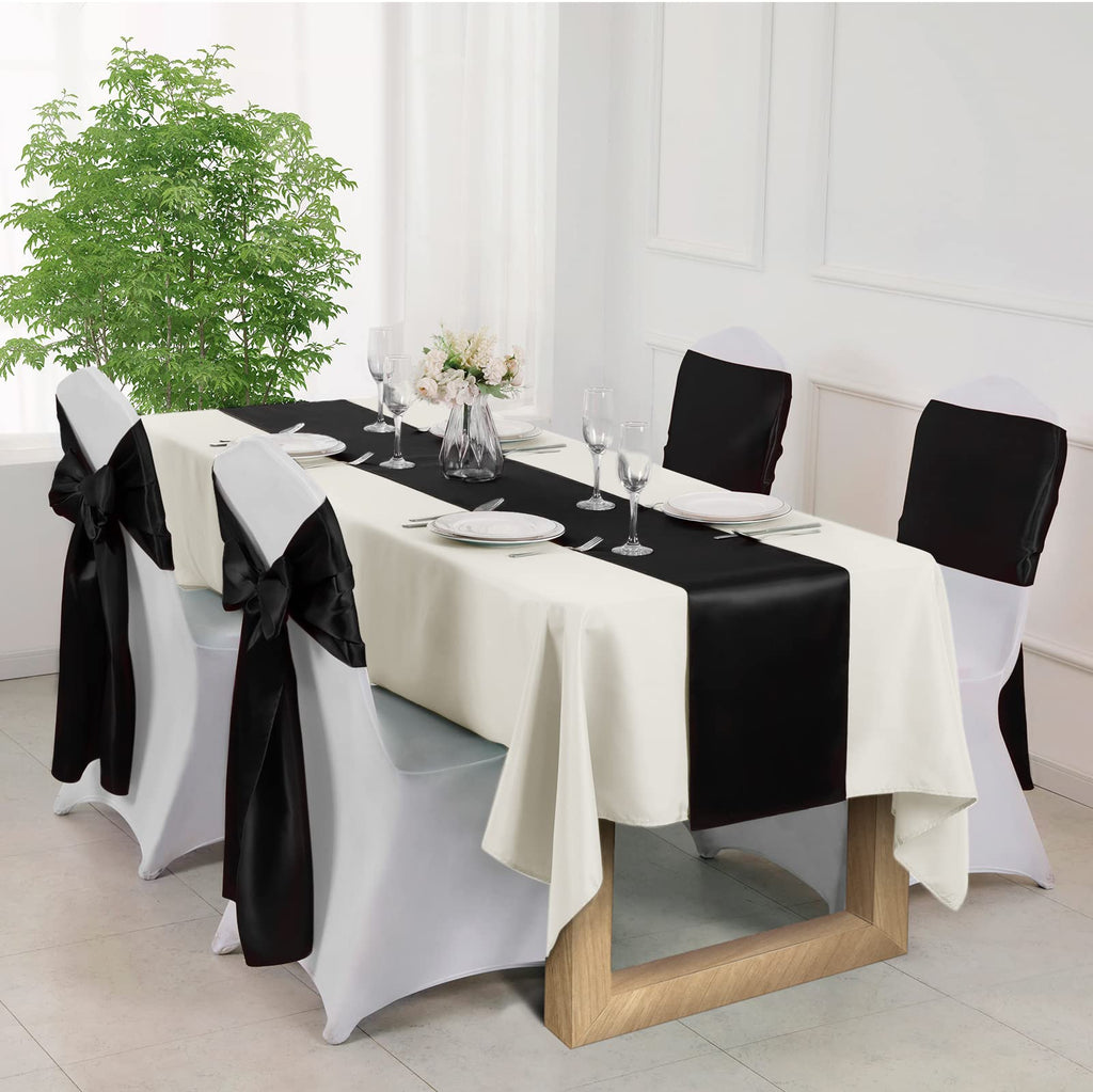 Black Satin Table Runner 12x108 - 12 Pieces